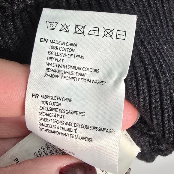 Varley Monte V-Neck Knit Polo Top Black White Contrast Collar Open Knit  XL - Picture 6 of 9